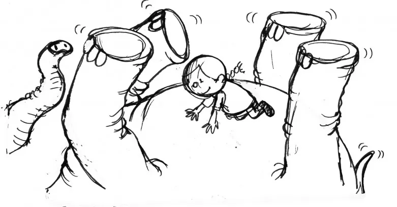 Molly Mischief Sketch on elephant's tummy